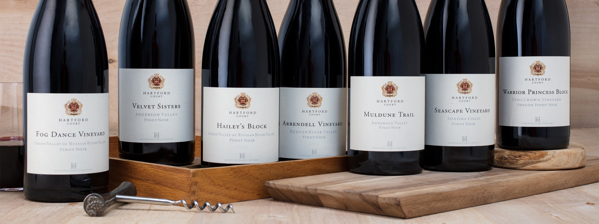 Lineup of Hartford Pinot Noir releases
