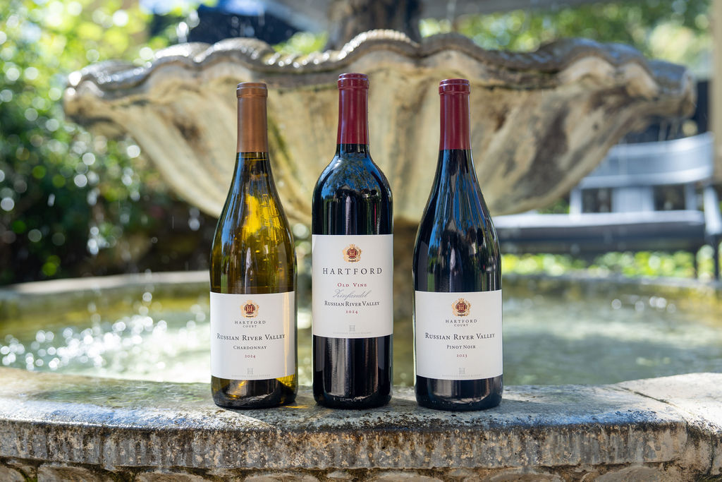 Lineup of Hartford wine bottles